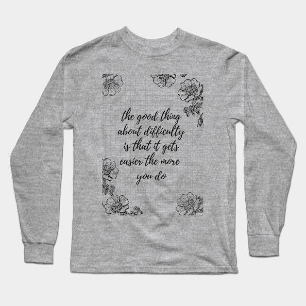 black and white floral design Long Sleeve T-Shirt by brighter bolder louder